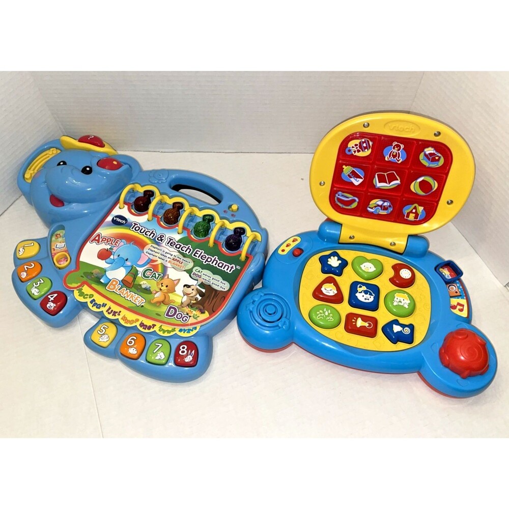 Vtech Touch and Teach Elephant Book Toy + Baby Laptop Lot Bundle